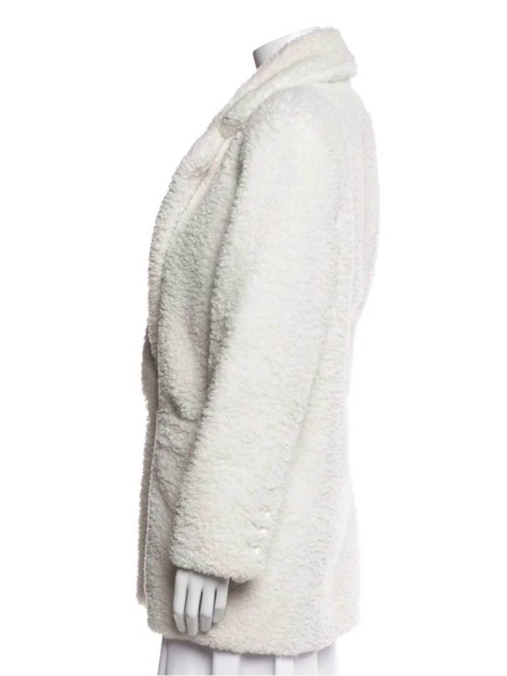 Alice + Olivia Ivory Faux Fur Teddy Coat Shawl Collar Size M - Picture 7 of 9
